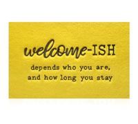 JJUUYOU Door Mats Outdoor Welcome Doormats for Front Door Indoor Entrance Low Profile Non Slip Rubber Back Mats for Floor Funny Welcome-ish Outside Entry Mat Decor for Patio 45 x 75 CM Yellow