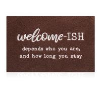 JJUUYOU Door Mats Outdoor Welcome Doormats for Front Door Indoor Entrance Low Profile Non Slip Rubber Back Mats for Floor Funny Welcome-ish Outside Entry Decor for Patio