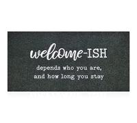JJUUYOU Large Door Mats Outdoor Welcome Mat for Front Door Outside Entryway Funny Doormat Non Slip Rubber Back Rugs Black Welcome-ish Low Profile Mats for Entry Patio Shoe Rugs