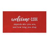 JJUUYOU Large Door Mats Outdoor Welcome Mat for Front Door Outside Entryway Welcome-ish Funny Doormat Non Slip Rubber Back Rugs Red Low Profile Mats for Entry Patio Shoe Rugs, 120X45CM