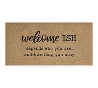 JJUUYOU Large Rug for Hallway Welcome Mat for Front Door Outside Entryway Funny Welcome-ish Doormat 120X45CM Non Slip Rubber Backing Brown Low Profile Mats for Entry Patio Shoe Rugs