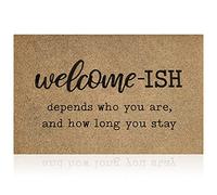 JJUUYOU Large Welcome Mat for Front Door Funny Welcome-ish Doormat Outside Entryway Washable Non-Slip Rubber Backing Heavy Duty Rugs Low Profile Mats for Entry Patio Shoe Rugs- 90X60 CM