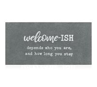 JJUUYOU Large Welcome Mats Outdoor Front Door Mat Indoor Entrance with Non Slip Rubber Back Funny Welcome-ish Rugs Durable Floor Rug for Kitchen Entryway Laundry, Light Gray 120X45CM