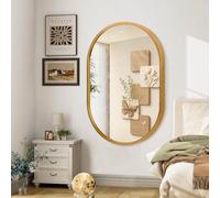JJUUYOU Oval Bathroom Wall Mirror Metal Frame Mirrors for Wall Mounted 90×60 CM Large Gold Aluminum Alloy Mirror Decorative for Living Room Bedroom Entryway Halls Vertical Hanging Mirrors