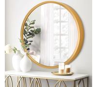 JJUUYOU Round Mirrors for Wall Gold Circular Mirror for Bathroom 50CM Mirror Metal Framed Round Mirrors for Bathroom Make up for Living Room Wall Mounted Bedroom Dorm