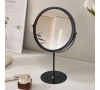 JJUUYOU Round Tabletop Mirror Metal Framed Makeup Mirror Degree Adjustable Stand for Countertop Cosmetic Makeup Mirrors,Black