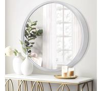 JJUUYOU Round Wall Mirror Circular Mirror for Bathroom Silver Mirrors Vanity Vintage Metal Frame Small Make up Mirrors for Living Room Bedroom Dorm Entryway and More