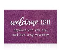 JJUUYOU Welcome Mats Outdoor Front Door Mat Funny Welcome-ish Doormats Inside Outside Rug Entryway Mats Ideal for Home Low Profile Resist Dirt Entrance Mat for Shoe Scraper 45 x 75 CM