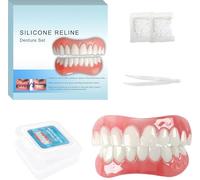 JJUXINE 1 Pair Instant Veneers Dentures Fake Teeth Braces False Teeth Set for Adults Whitening Cosmetic Tooth Covering Snap on Smile Teeth Cosmetic Veneers Teeth Temporary Dentures Top and Bottom