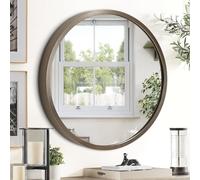 JJUYOU Circular Wall Mirror - Round Decor for Bathroom, Living Room, Bedroom - 16Inch Metal Framed Make up Mirror