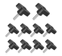 JJWNMLL 10PCS Tee Wing Knobs Thumb Screws, M6 * 20mm Clamping Screw Knob, T Shaped thumb Bolts Thread Replacement Star Hand Knob Tightening Screw, Black Grip