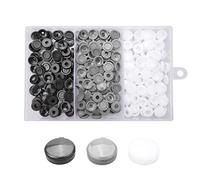 JJWNMLL 240pcs Hinged Plastic Screw Caps - Fold & Snap Covers - Decorative Caps with Box (6-8 Screw Heads) for Furniture Cabinet & Shelf (Black, White, Grey)