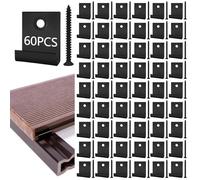 JJWNMLL Composite decking Clips 60 pcs - Hidden Starter Fastener Board Clip with self-Tapping Screw DIY Hardware(60 pcs, Hidden Composite decking Clips)
