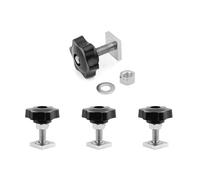 JJWNMLL T track adapter bolts head 20x20 mm square sliding blocks,t-nut adaptors bolts carbon steel roof rack accessories with Screw Nuts (M6 T-slot + star knob nut-4pcs)