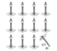JJWNMLL T Track Bolts 12pcs-Roof Rack Bolts M6x35mm Square Sliding Blocks | 20x20x4mm Square Sliding Blocks with Nut Washer for Roof Rack Cross Bars, Bike Kayak Racks