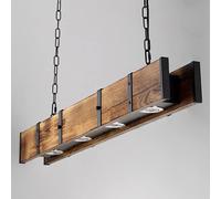 JJXD LED Pendant Light Wood Rustic Hanging Lamp Dining Table Hanging Lights Retro Height Adjustable Chandelier Bar Industrial Vintage Ceiling Droplight Office Cafe Creative Loft Ceiling Lamps Lighting