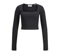 JJXX A/S Women's Jxfura STR LS Square Neck Rib JRS Sn Top, Black, Large