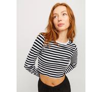 Jjxx Womens Feline Stripe T Long Sleeve Cropped T-shirt