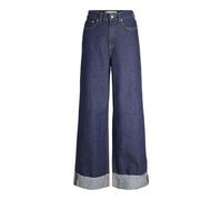 JJXX Women's Jxtokyo Wide Fold Up Hw Jeans R6055 DNM, Dark Denim Blue, 24W x 32L