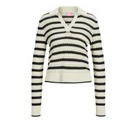 JJXX Women's Jxaddy Polo Neck Knit Jumper, Bone White/Stripes: Black, XS