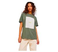 JJXX Women's Jxamber Ss Relaxed Every Tee Noos Top, Four Leaf Clover/Print: Bright White Square, XS