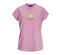 JJXX Women's Jxastrid SL Boxy Tee JRS T-Shirt, Moonlite Mauve/Print: Yellow Smiley, XS