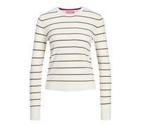 JJXX Women's Jxcara Comfy Crew Neck Knit Sn Jumper, Cloud Dancer/Stripes:/Toasted Coconut, S