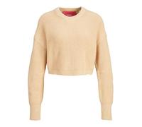 JJXX Women's Jxcarlota Ls Twist Cropped Cn Knit Sweater, Beige, S