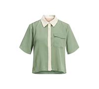 JJXX Women's Jxlark Satin Ss Shirt Sn Blouse, Loden Frost/Detail:Contrast Placket, Large