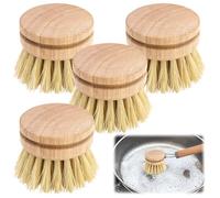 JJYHEHOT Wooden Washing Up Brush, 4PCS Replacement Heads Eco Dish Brushes, Natural Bamboo Dish Scrubber for Scrubbing Pans and Plates (Handle Not Included)