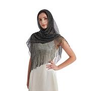 JK Home 190cm Long Sparkling Metallic Shawls Wraps with Fringes for Bridal