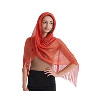 JK Home 190cm Long Sparkling Metallic Shawls Wraps with Fringes for Bridal Weddings/Evening Party/Formal Dresses, Silky Glitter Oversized Scarf 45cm Wide