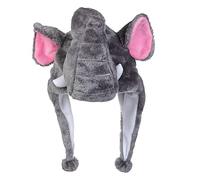 JK Home 2-In-1 Hat with Earflaps Scarf Set Cute Plush Animal Hat Cosplay Costume Headwear Warm Soft Cozy Hats for Kids Adults One Size Novelty Headgear Photo Props Grey Elephant