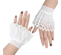 JK Home 2 Pairs False Sleeve Wrist Cuff Gloves, Lace Ruffle Layered Stretch