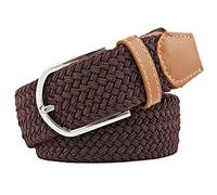 JK Home 3.3cm Wide 105cm Braided Stretch Belt, Elastic Woven Waist Belts with PU Leather Buckle, Casual Men Women Canvas Belt