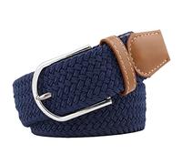 JK Home 3.3cm Wide 105cm Braided Stretch Belt, Elastic Woven Waist Belts with PU Leather Buckle, Casual Men Women Canvas Belt