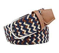 JK Home 3.3cm Wide 105cm Braided Stretch Belt, Elastic Woven Waist Belts with PU Leather Buckle, Casual Men Women Canvas Belt