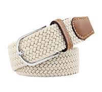 JK Home 3.3cm Wide Braided Stretch Belt, 3 Sizes Elastic Woven Waist Belts with PU Leather Buckle, Casual Men Women Canvas Belt