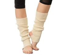 JK Home 43cm Long Warm Comfortable Footless Knitted Yoga Socks, Ankle Cuffs Heaters Knit Crochet Women Girls Leg Warmers, Chunky Boot Cuffs Women's Gaiters for Dance