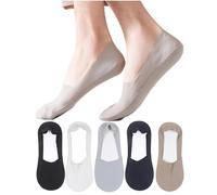 JK Home 5 Pairs Invisible Ice Silk Breathable Socks, No Show Socks For Men, Ultra Low Cut Non Slip Flat Boat Casual Liner Socks Thin No Show Non-Slip Ideal for Summer Athletic 5-9