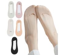 JK Home 5 Pairs Women's Thin No Show Low Cut Liners Boat Socks for Loafer Flats High-heel Shoes Invisible Hidden Breathable Non Slip Ice Silk Summer Casual Crew Socks 2-5.5