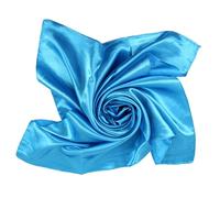 JK Home 90x90cm Large Square Satin Head Scarf, 35'' Silk Scarf for Women Hair Bandanas Hair Wrap for Sleeping Headscarf Shiny Plain Soft Lightweight Handkerchief Satin Ribbon Scarf Skyblue