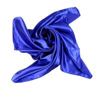 JK Home 90x90cm Large Square Satin Head Scarf, 35'' Silk Scarf for Women Hair Bandanas Hair Wrap for Sleeping Headscarf Shiny Plain Soft Lightweight Handkerchief Satin Ribbon Scarf Royalblue