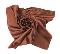 JK Home 90x90cm Large Square Satin Head Scarf, 35'' Silk Scarf for Women Hair Bandanas Hair Wrap for Sleeping Headscarf Shiny Plain Soft Lightweight Handkerchief Satin Ribbon Scarf Coffee
