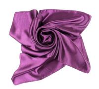 JK Home 90x90cm Large Square Satin Head Scarf, 35'' Silk Scarf for Women Hair Bandanas Hair Wrap for Sleeping Headscarf Shiny Plain Soft Lightweight Handkerchief Satin Ribbon Scarf Purple