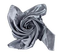 JK Home 90x90cm Large Square Satin Head Scarf, 35'' Silk Scarf for Women Hair Bandanas Hair Wrap for Sleeping Headscarf Shiny Plain Soft Lightweight Handkerchief Satin Ribbon Scarf Deep Grey