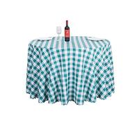 JK Home Checkered Round Tablecloth Multi Color Scalloped Edge Table Cover | Washable Wrinkle Free Surface, Full Circular Drape Fit Round Tables, Lightweight Portable For Outdoor Activities