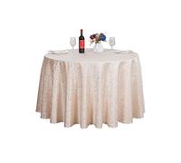 JK Home European Style Round Table Covers Jacquard Tablecloth Home Decoration Beige Diameter 220cm / 86"