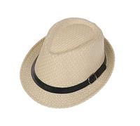 JK Home Fedoras Trilby Hats Unisex Classic Gangster Panama Caps Vintage Short Brim Jazz Hat for Adult Men Woman Beige