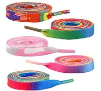 JK Home Flat Trainer Tie Dye Shoelace, 5 Pairs 8mm Shoe Replacement Laces | Tight Braided Texture, Soft Polyester Fabric, Smooth Plastic Aglet Tips, Multiple Colours, Firm Knots Not Easy To Slip